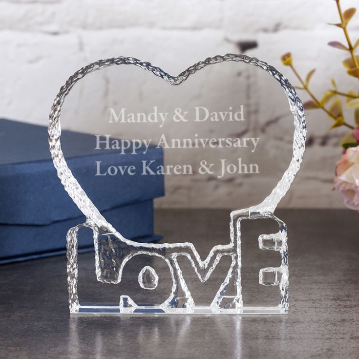 Personalised Optical Crystal 'Love' Heart Paperweight product image