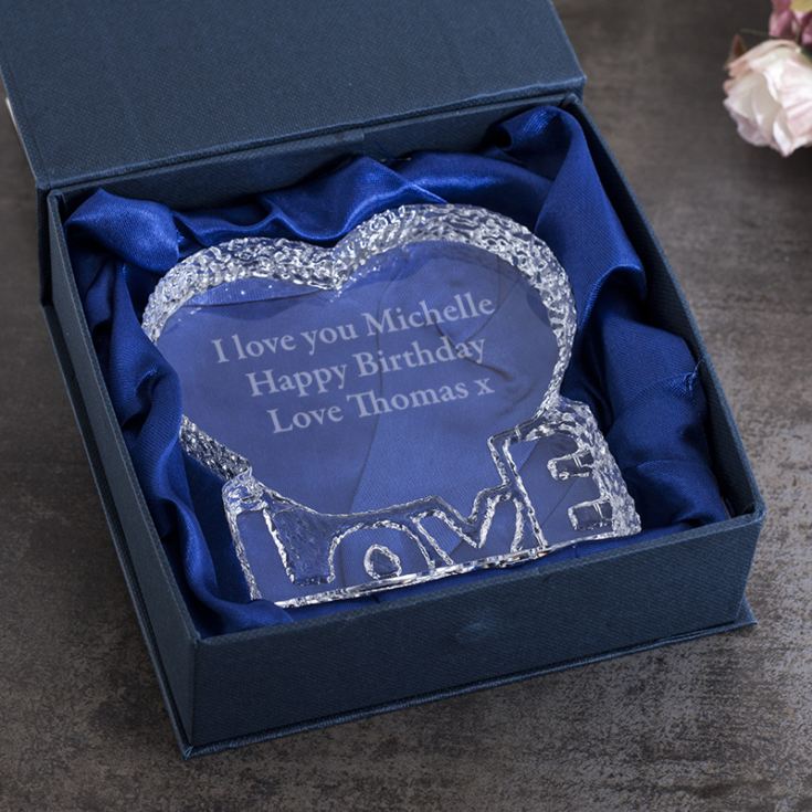 Personalised Optical Crystal 'Love' Heart Paperweight product image