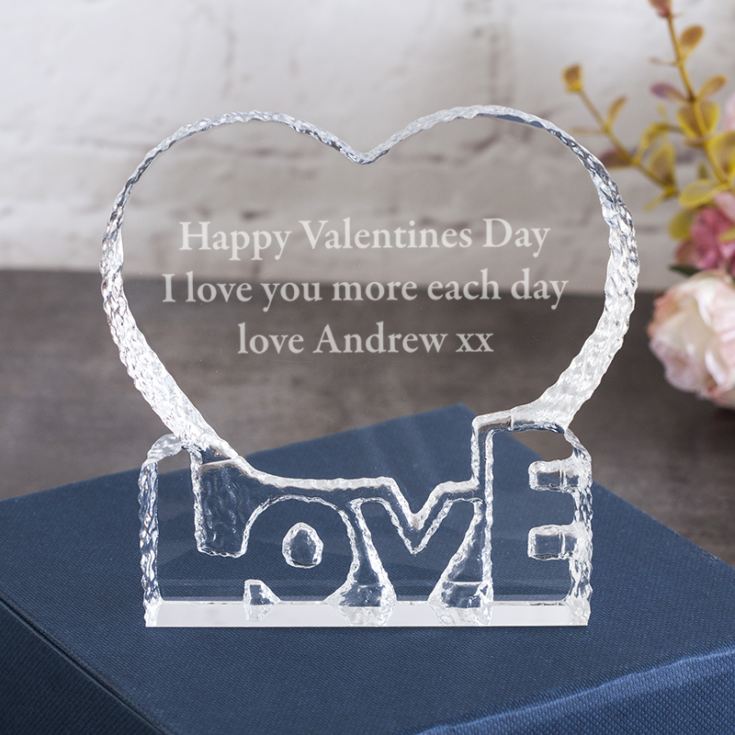 Personalised Optical Crystal 'Love' Heart Paperweight product image