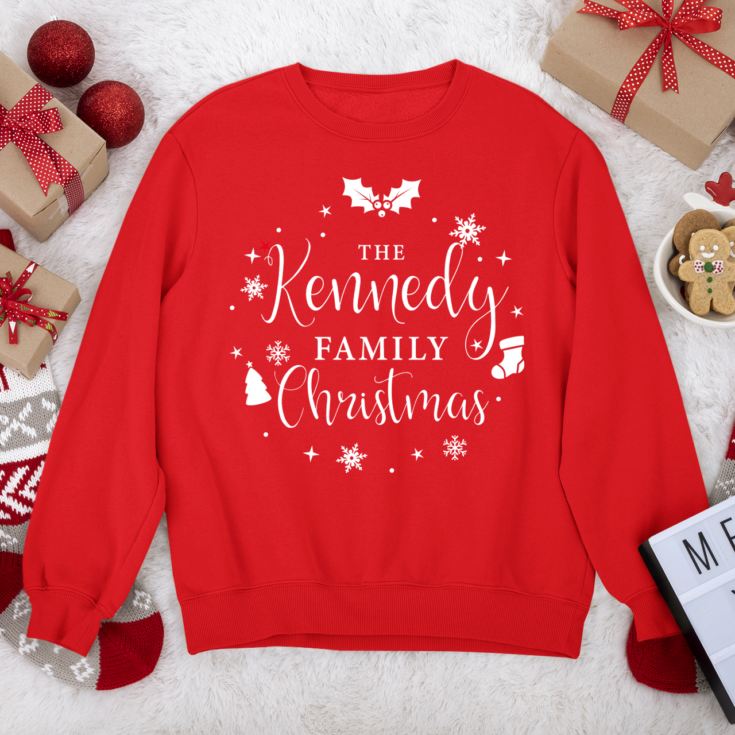 Personalised Family Christmas Red Sweatshirt product image