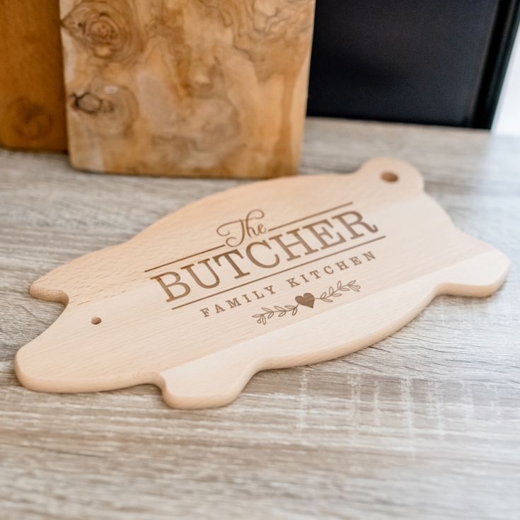 Personalised Family Kitchen Wooden Pig Chopping Board product image