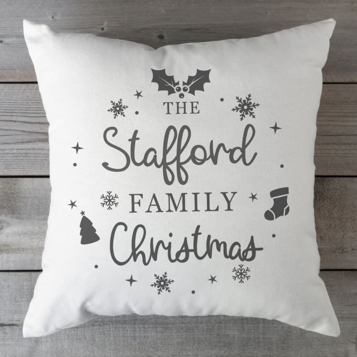 Personalised Family Name Christmas Cushion product image