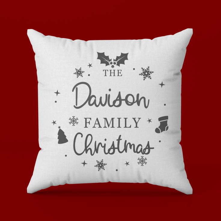 Personalised Family Name Christmas Cushion product image