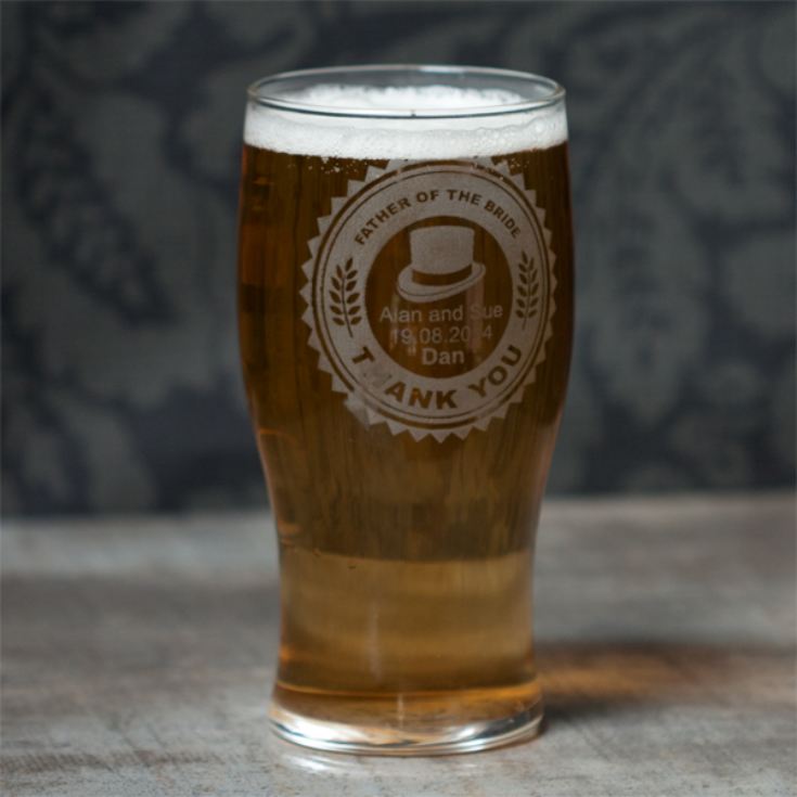Personalised Father of The Bride Pint Glass product image