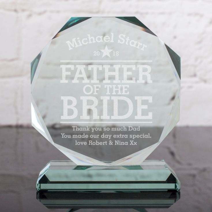 Personalised Father Of The Bride Glass Octagon Award product image