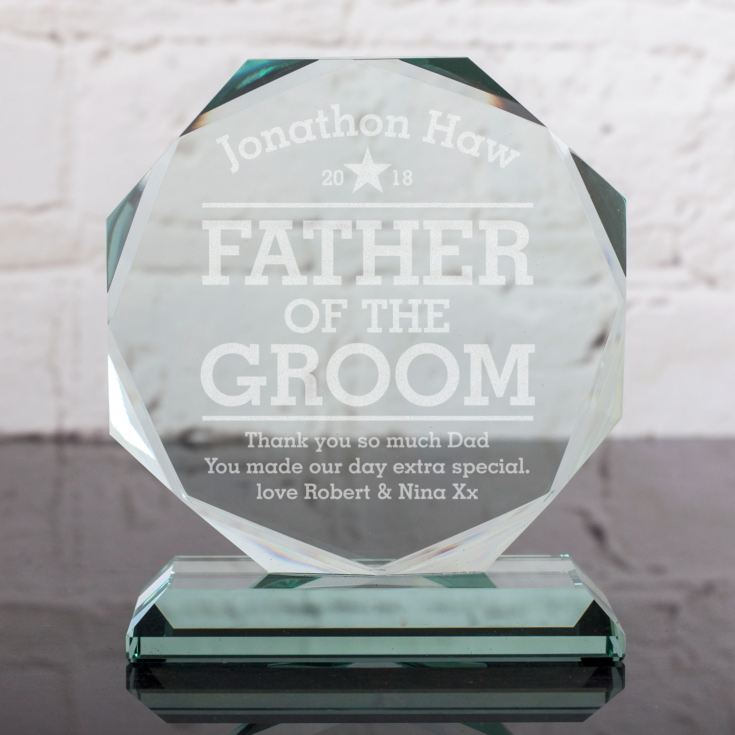 Personalised Father Of The Groom Glass Octagon Award product image