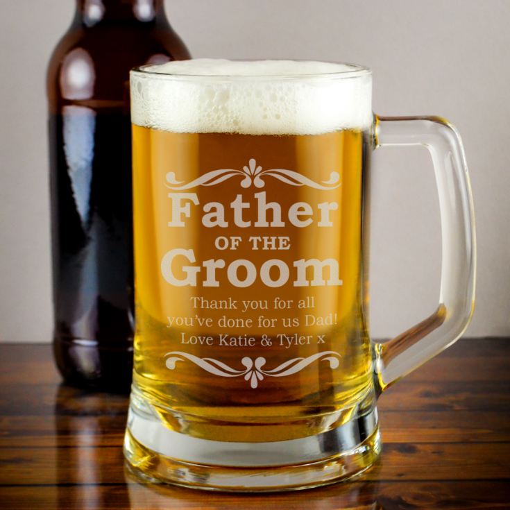 Personalised Father Of The Groom Glass Stern Tankard product image