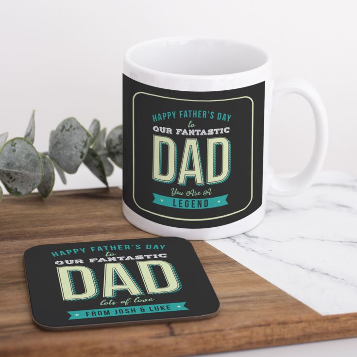 Personalised Fantastic Dad Fathers Day Mug & Coaster Set product image