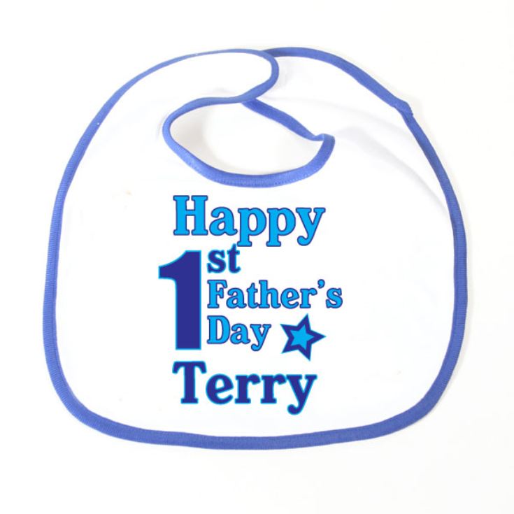 Happy 1st Fathers Day Personalised Baby Bib product image