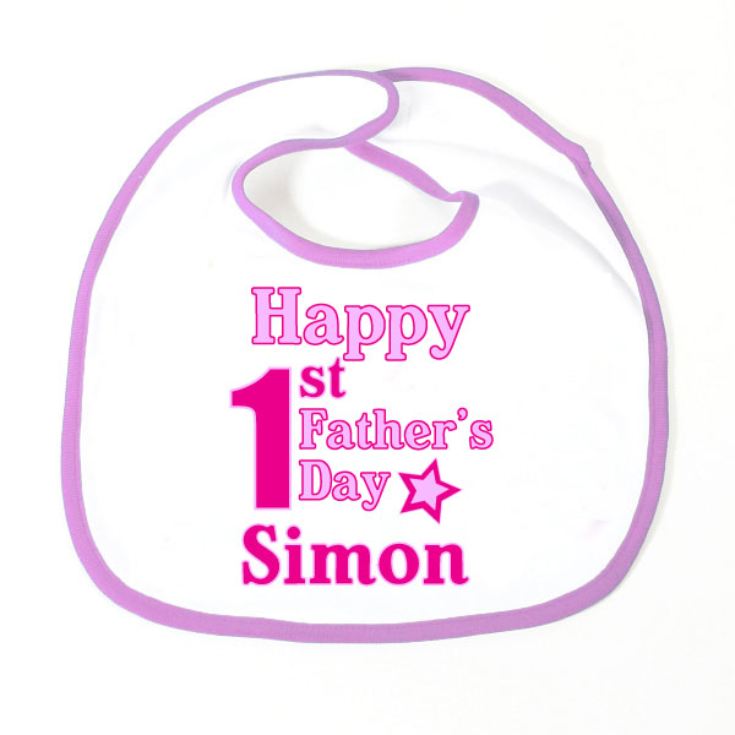 Happy 1st Fathers Day Personalised Baby Bib product image