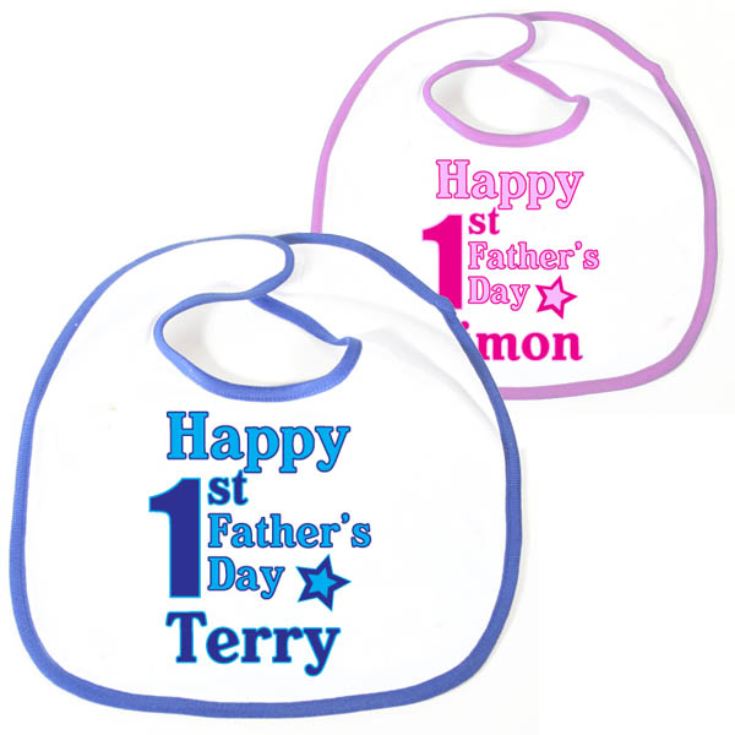 Happy 1st Fathers Day Personalised Baby Bib product image