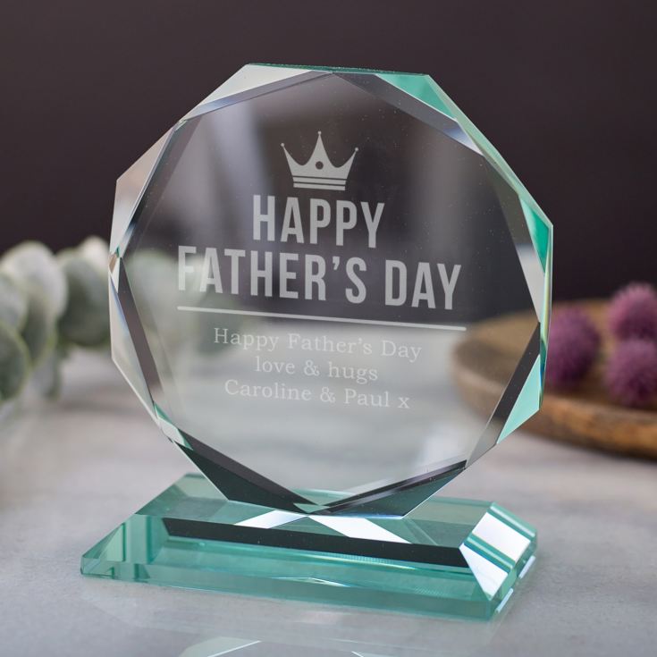 Personalised Happy Father's Day Glass Octagon Award product image