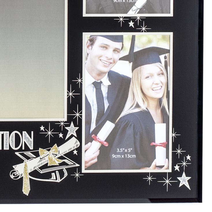 Personalised Large Black Glass Graduation Collage Photo Frame The