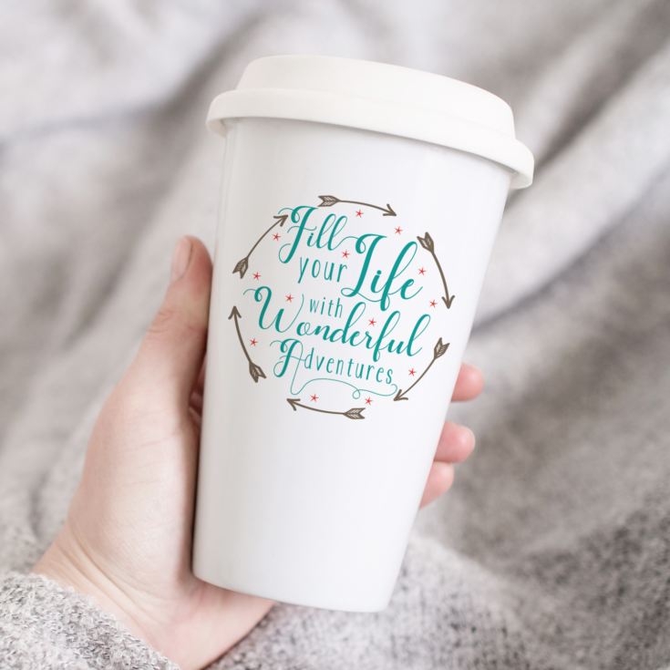 Personalised Wonderful Adventures Ceramic Travel Mug product image