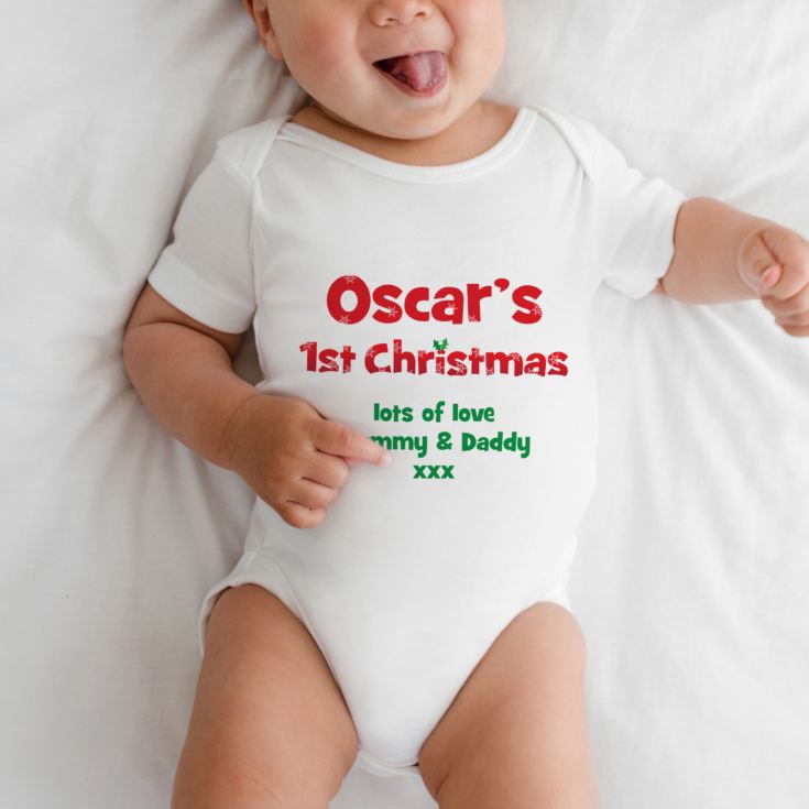 Personalised First Christmas Baby Grow product image