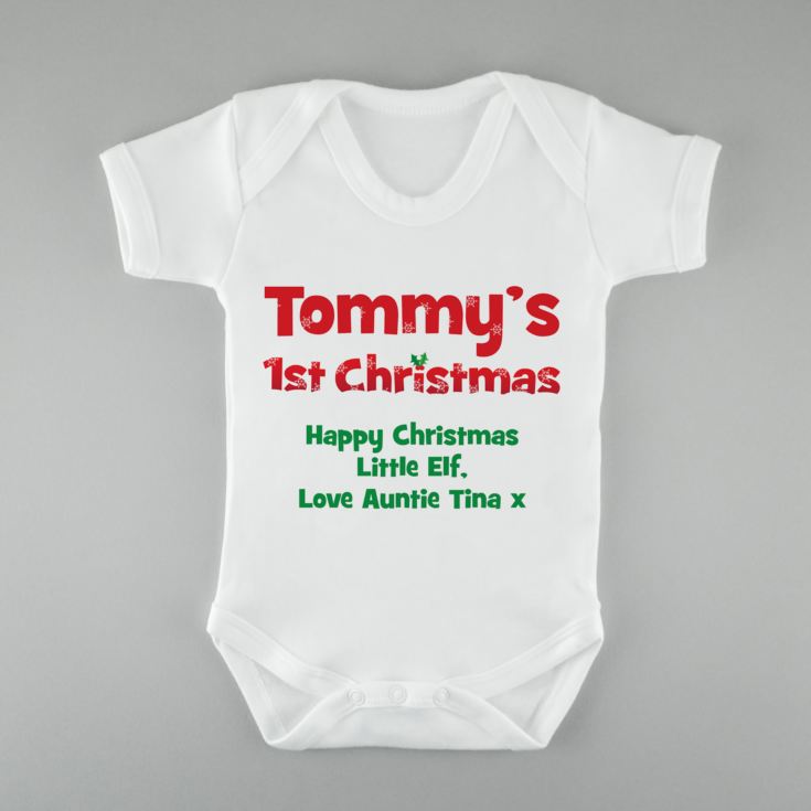 Personalised First Christmas Baby Grow product image