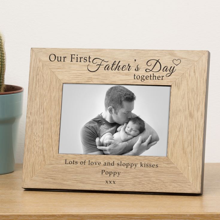 Our First Fathers Day Wood Frame product image