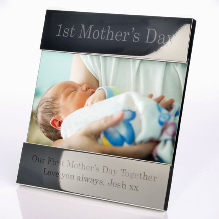 Engraved First Mother's Day Shiny Silver Photo Frame product image