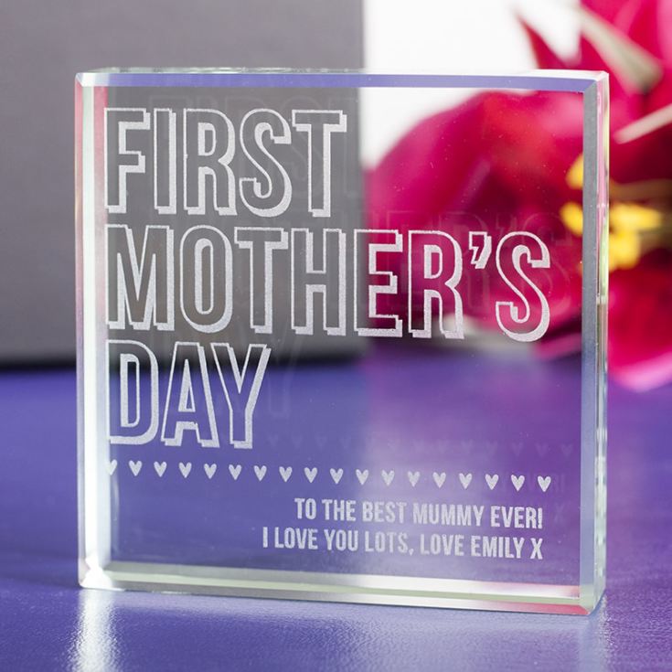 Personalised First Mother's Day Glass Keepsake The Gift Experience