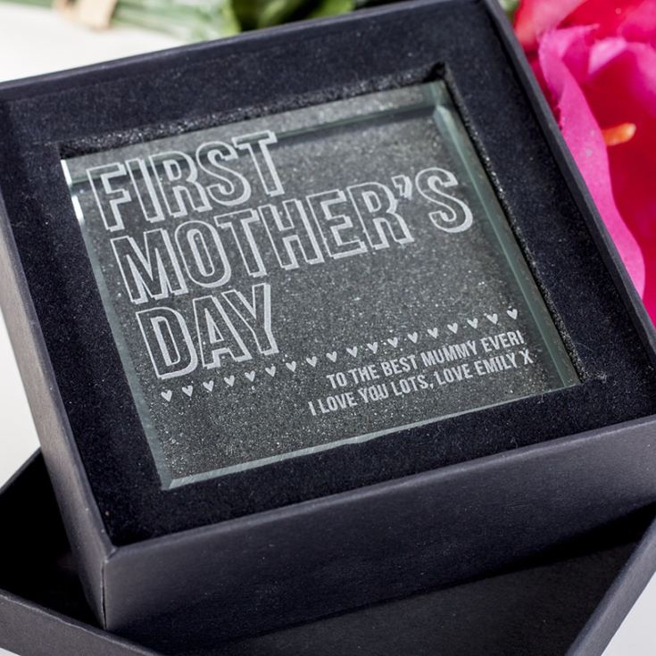 Personalised First Mother's Day Glass Keepsake product image
