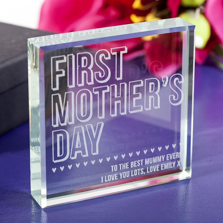 Personalised First Mother's Day Glass Keepsake product image