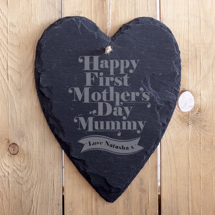 Personalised 1st Mother's Day Hanging Slate Heart product image