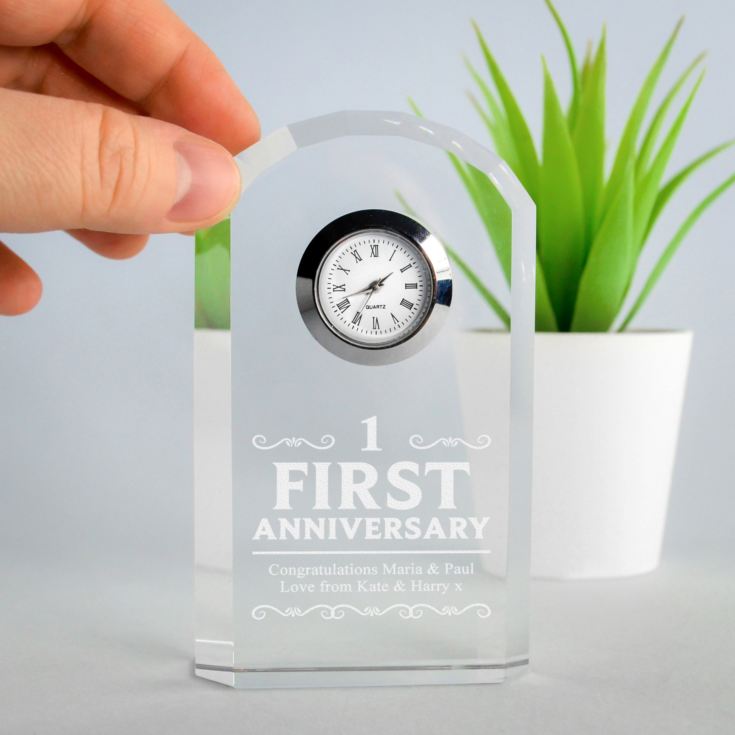 Engraved First Wedding Anniversary Mantel Clock product image