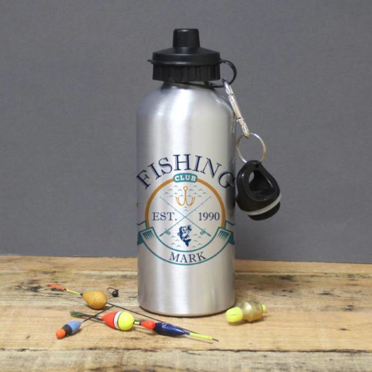 Personalised Fishing Club Silver Drinks Bottle product image