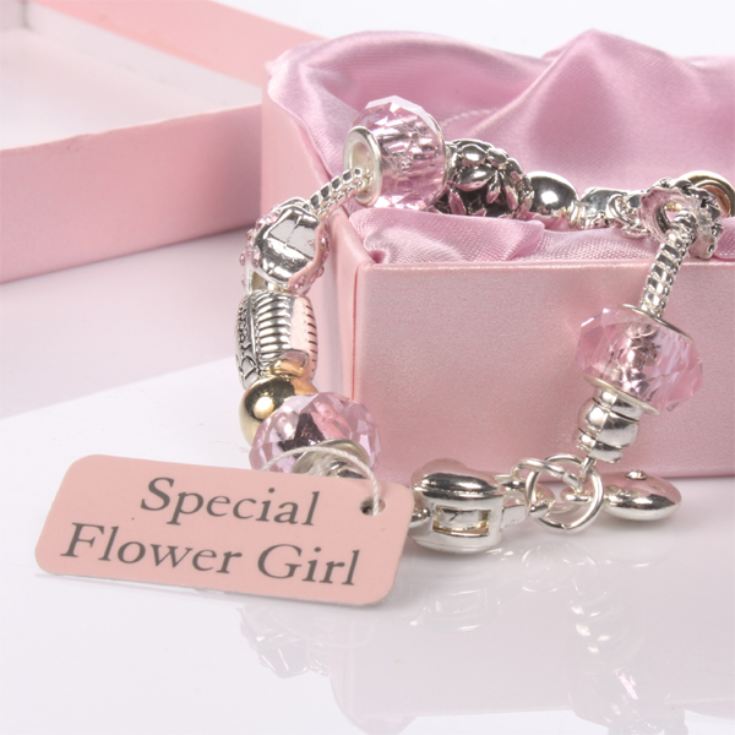 Flower Girl Pink Bead Charm Bracelet The Gift Experience