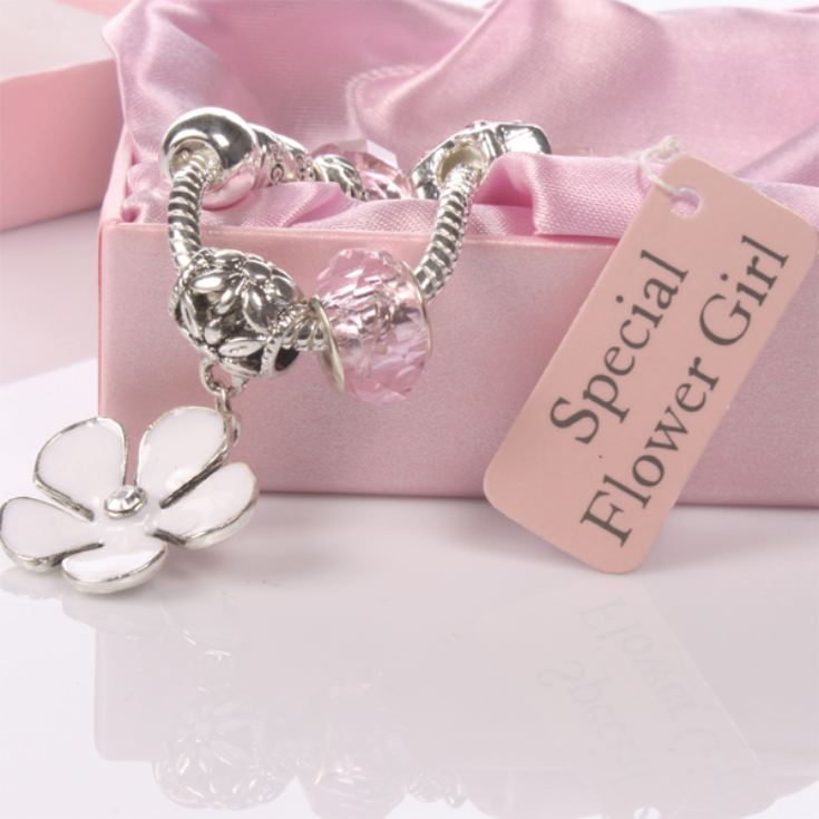 Flower Girl Pink Bead Charm Bracelet The Gift Experience