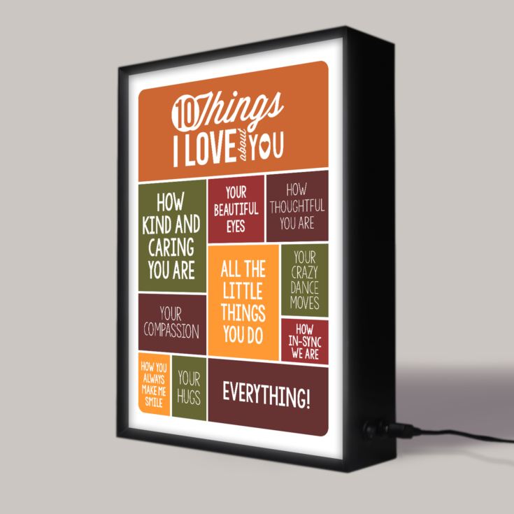 Personalised 10 Things I Love About You Light Box product image