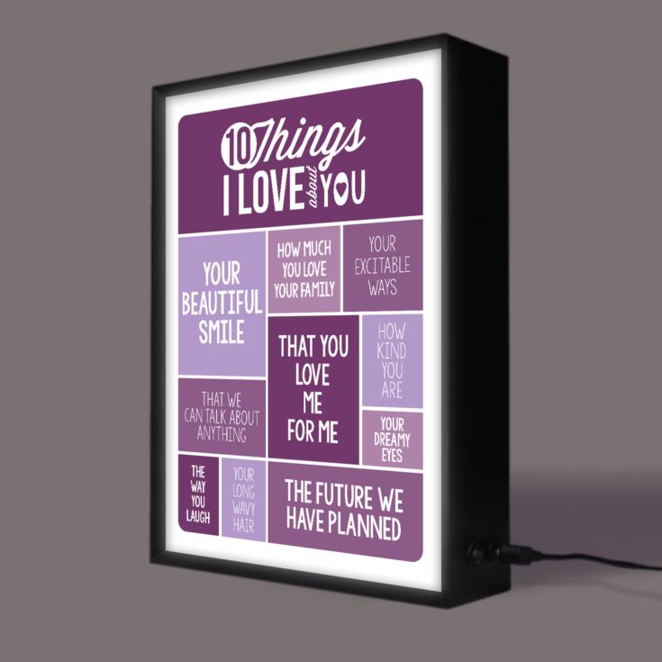 Personalised 10 Things I Love About You Light Box product image