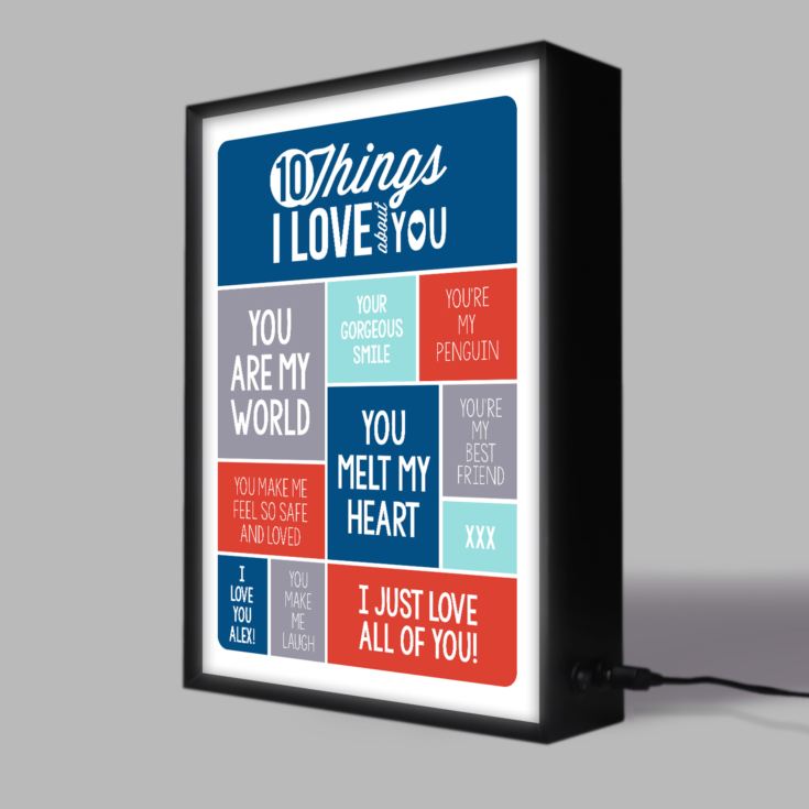 Personalised 10 Things I Love About You Light Box product image