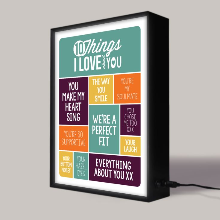 Personalised 10 Things I Love About You Light Box product image