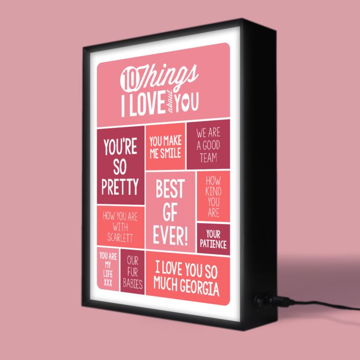 Personalised 10 Things I Love About You Light Box product image