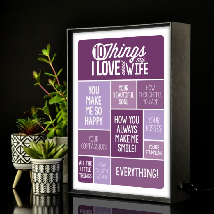 Personalised 10 Things I Love About My Wife Light Box product image