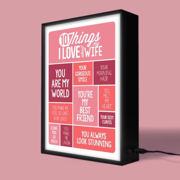 Personalised 10 Things I Love About My Wife Light Box product image