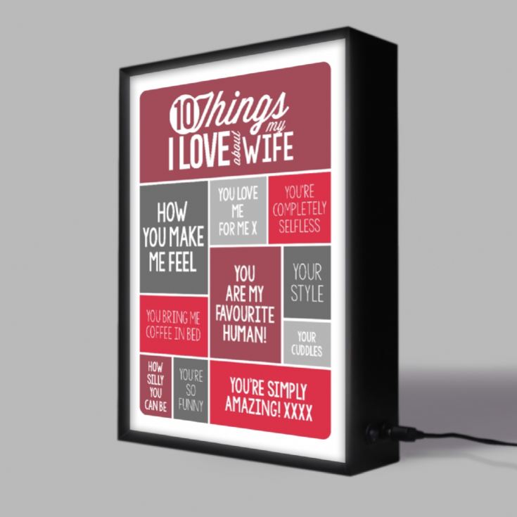 Personalised 10 Things I Love About My Wife Light Box product image