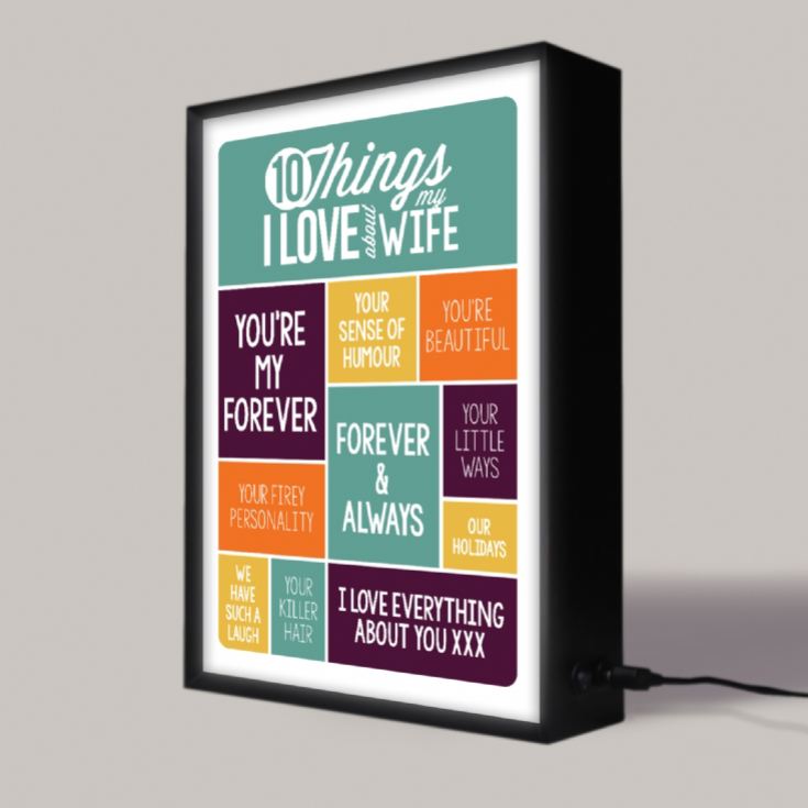 Personalised 10 Things I Love About My Wife Light Box product image