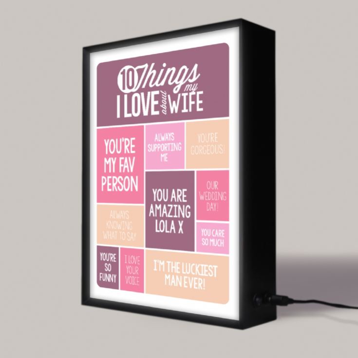 Personalised 10 Things I Love About My Wife Light Box product image