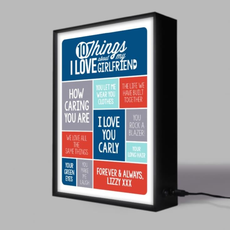 Personalised 10 Things I Love About My Girlfriend Light Box product image