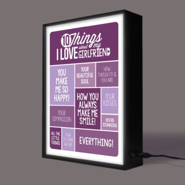 Personalised 10 Things I Love About My Girlfriend Light Box product image