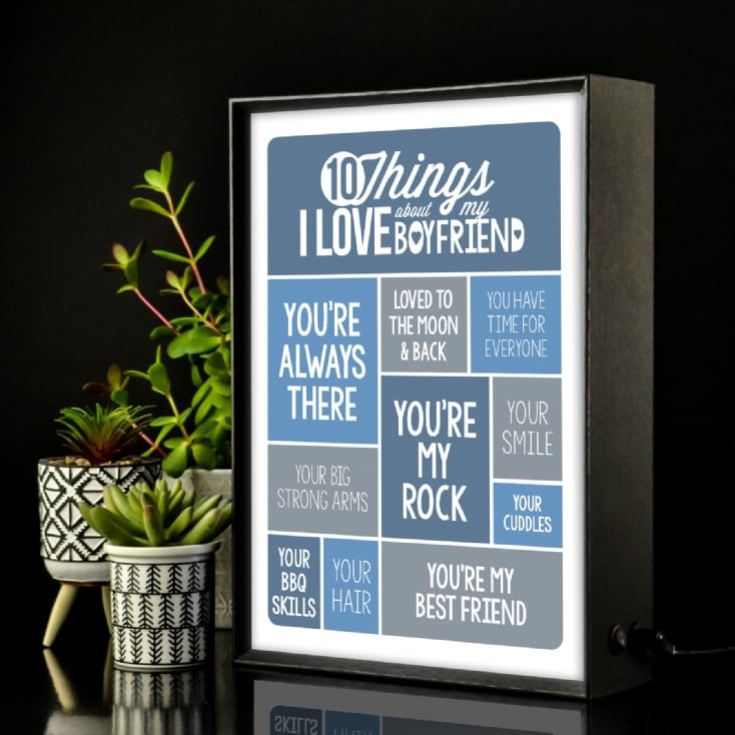 10 Things I Love About my Boyfriend Personalised Light Box product image