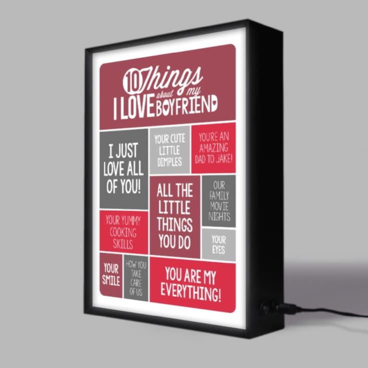 10 Things I Love About my Boyfriend Personalised Light Box product image