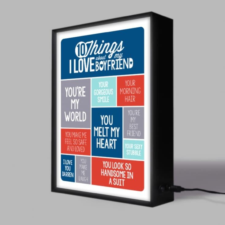 10 Things I Love About my Boyfriend Personalised Light Box product image