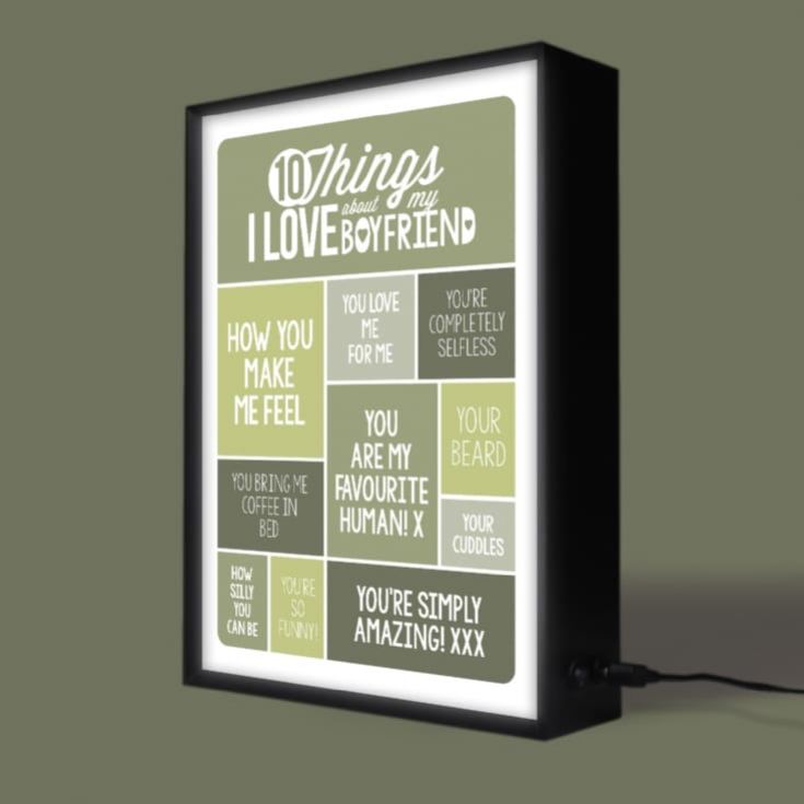 10 Things I Love About my Boyfriend Personalised Light Box product image