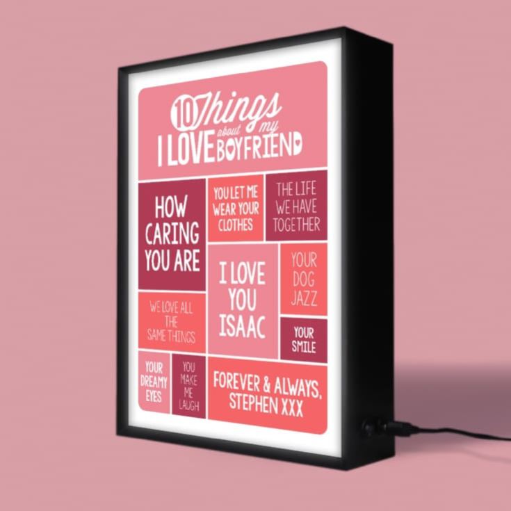 10 Things I Love About my Boyfriend Personalised Light Box product image