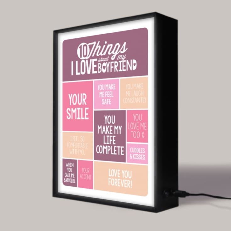 10 Things I Love About my Boyfriend Personalised Light Box product image