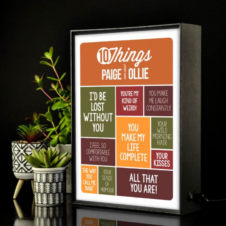 10 Things I Love Personalised Light Box With Names product image