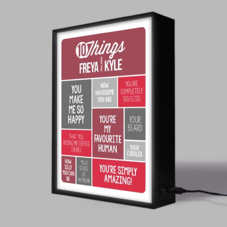 10 Things I Love Personalised Light Box With Names product image
